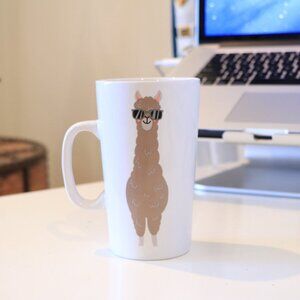 Llama Mug, 18 oz, Cute Llama Sunglasses, large animal coffee mug, discontinued